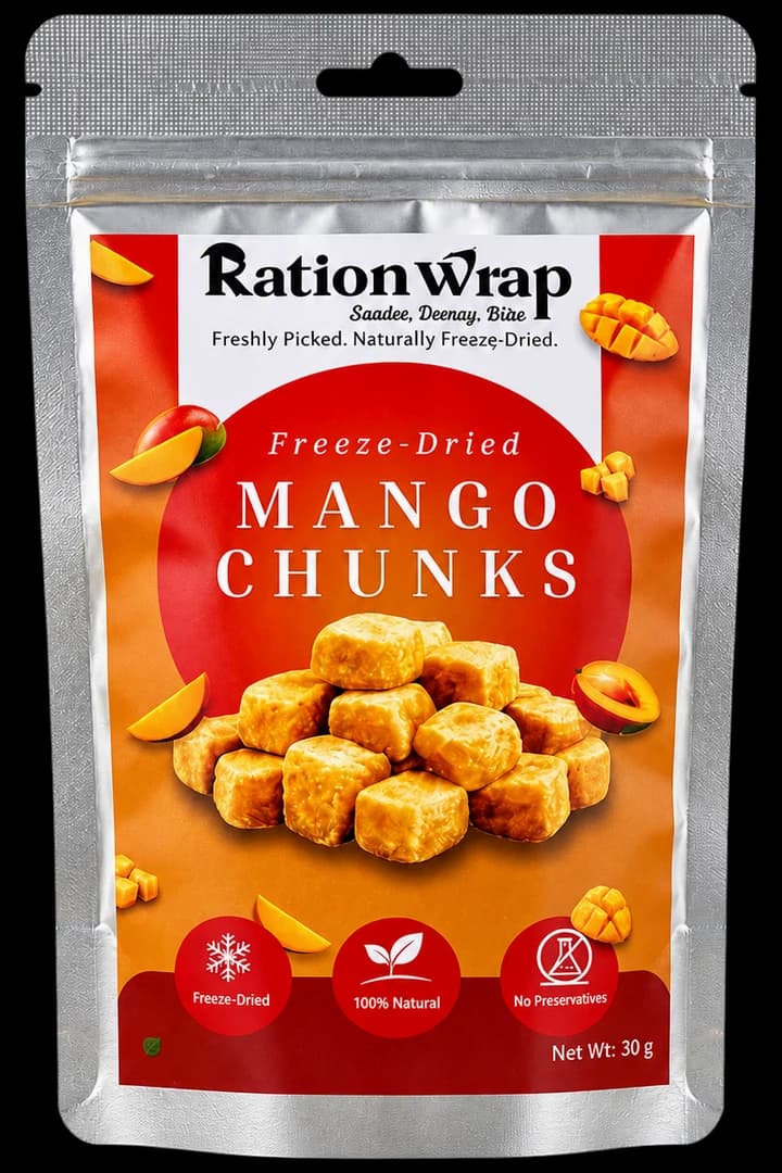 RationWrap Freeze-Dried Mango Chunks pouch