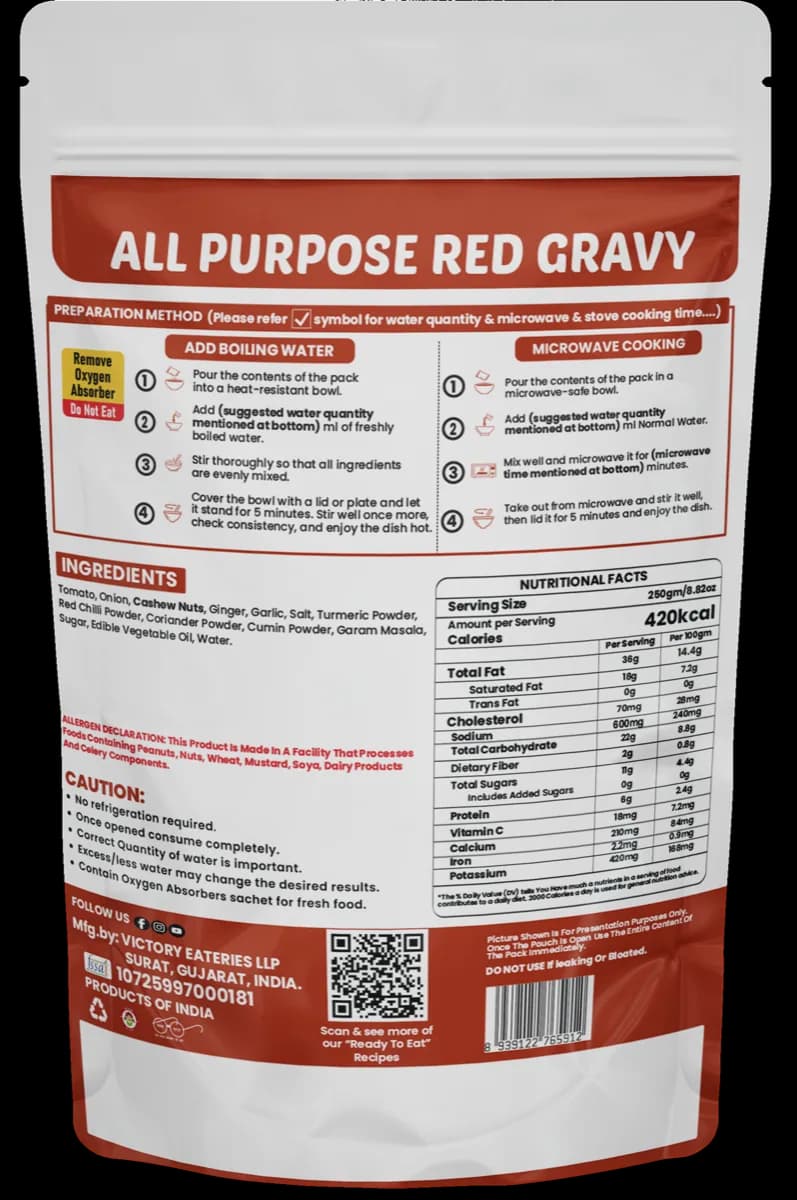 All Purpose Red Gravy — back of pack